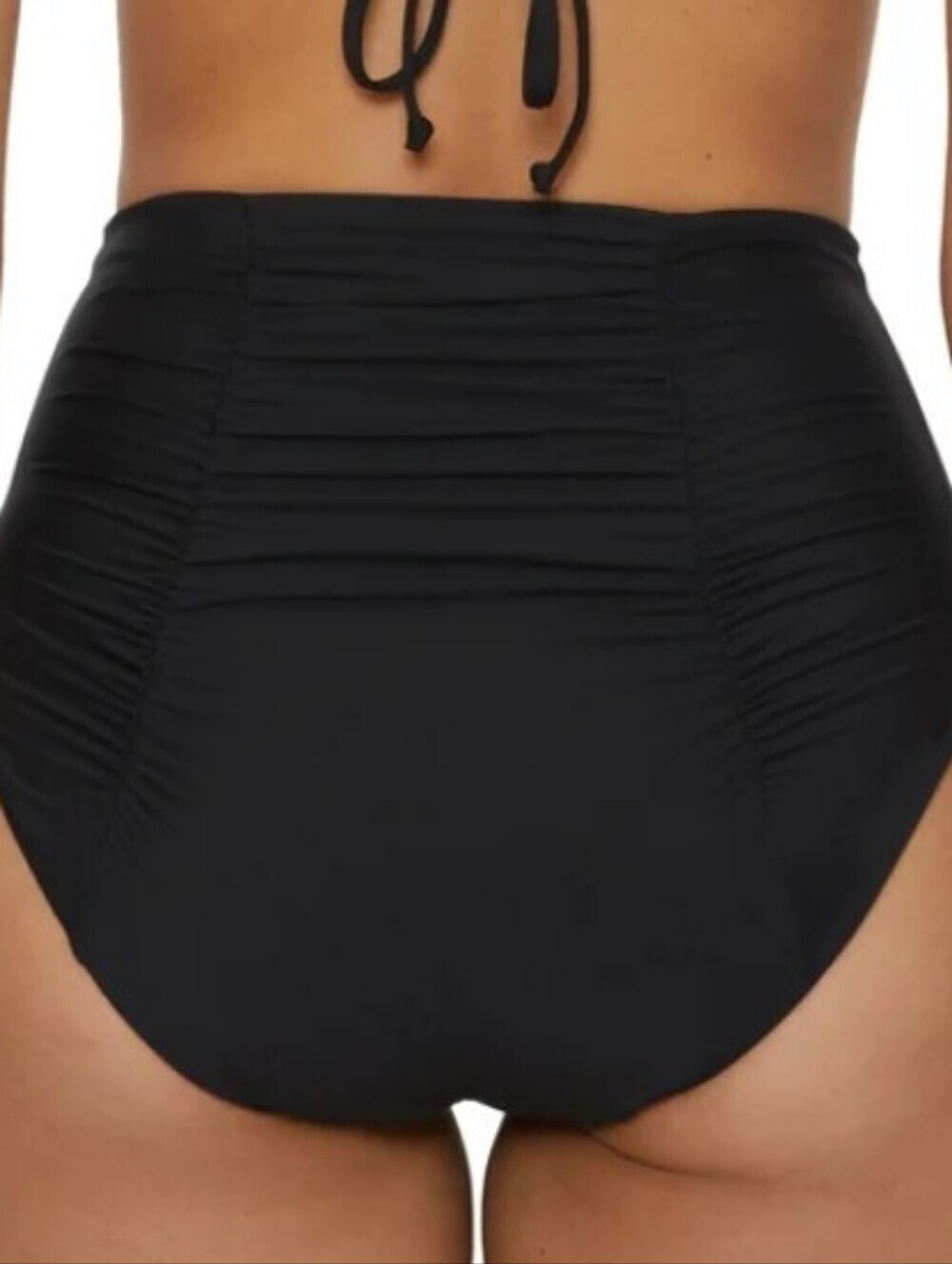 BECCA Black High-Waist Ruched Swim Bottoms